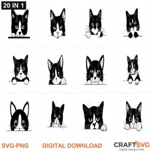 Tuxedo Cat SVG | Tuxedo Cat PNG | Tuxedo Cat SVG Bundle | Digital Download Designs for Cricut and Silhouette | Commercial Use