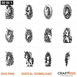 UNICORN SVG | UNICORN PNG | UNICORN SVG Bundle | Digital Download Designs for Cricut and Silhouette | Commercial Use