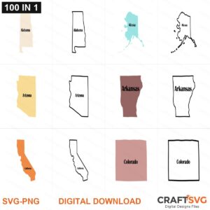 USA_MAP SVG | USA_MAP PNG | USA_MAP SVG Bundle | Digital Download Designs for Cricut and Silhouette | Commercial Use