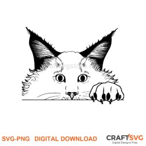 Peeking Ukrainian Levkoy cat SVG PNG design for Cricut and Silhouette, instant download