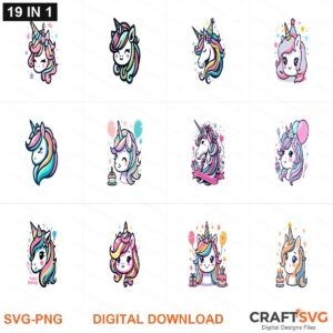 Unicorn Birthday SVG | Unicorn Birthday PNG | Unicorn Birthday SVG Bundle | Digital Download Designs for Cricut and Silhouette | Commercial Use