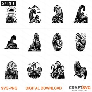 Wave SVG | Wave PNG | Wave SVG Bundle | Digital Download Designs for Cricut and Silhouette | Commercial Use