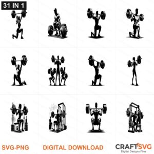 Weightlifting SVG | Weightlifting PNG | Weightlifting SVG Bundle | Digital Download Designs for Cricut and Silhouette | Commercial Use