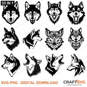 Wolf SVG bundle - Wolf dog designs for Cricut and Silhouette, instant digital download