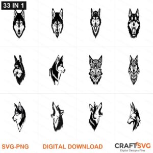Wolf SVG | Wolf PNG | Wolf SVG Bundle | Digital Download Designs for Cricut and Silhouette | Commercial Use