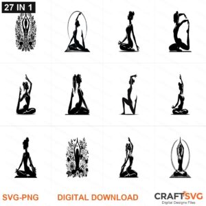 Yoga SVG | Yoga PNG | Yoga SVG Bundle | Digital Download Designs for Cricut and Silhouette | Commercial Use