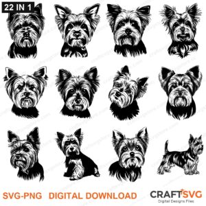 Yorkshire Terrier SVG bundle - Yorkshire Terrier dog designs for Cricut and Silhouette, instant digital download