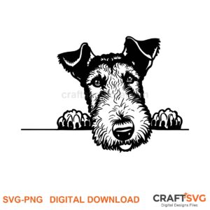 Airedale Terrier SVG PNG - Airedale Terrier peeking dog design for Cricut and Silhouette, instant digital download