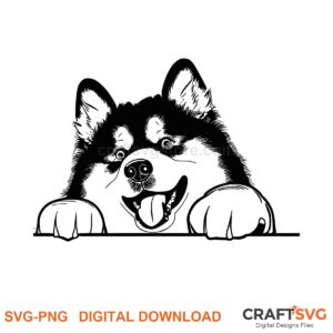 Alaskan Malamute SVG PNG - Alaskan Malamute peeking dog design for Cricut and Silhouette, instant digital download