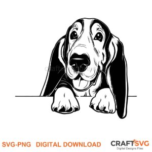 Basset Hound SVG PNG - Basset Hound peeking dog design for Cricut and Silhouette, instant digital download