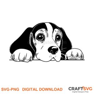 Beagle SVG PNG - Beagle peeking dog design for Cricut and Silhouette, instant digital download