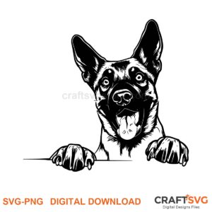 Belgian Malinois SVG PNG - Belgian Malinois peeking dog design for Cricut and Silhouette, instant digital download