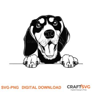 Bluetick Coonhound SVG PNG - Bluetick Coonhound peeking dog design for Cricut and Silhouette, instant digital download