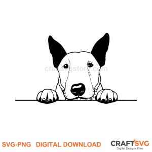 Bull Terrier SVG PNG - Bull Terrier peeking dog design for Cricut and Silhouette, instant digital download