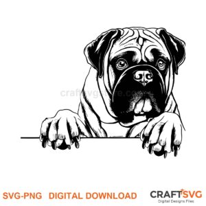 Bullmastiff SVG PNG - Bullmastiff peeking dog design for Cricut and Silhouette, instant digital download