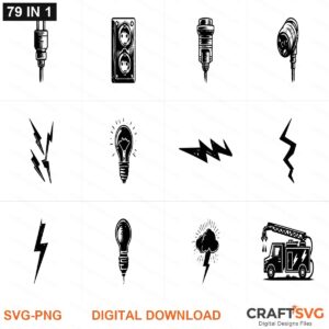 electricity SVG | electricity PNG | electricity SVG Bundle | Digital Download Designs for Cricut and Silhouette | Commercial Use