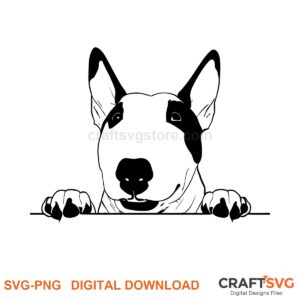 English Bull Terrier SVG PNG - English Bull Terrier peeking dog design for Cricut and Silhouette, instant digital download