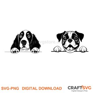 English Springer Spaniel SVG PNG - English Springer Spaniel peeking dog design for Cricut and Silhouette, instant digital download