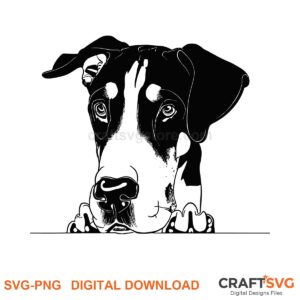 Great Dane SVG PNG - Great Dane peeking dog design for Cricut and Silhouette, instant digital download
