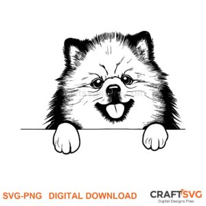 Keeshond SVG PNG - Keeshond peeking dog design for Cricut and Silhouette, instant digital download