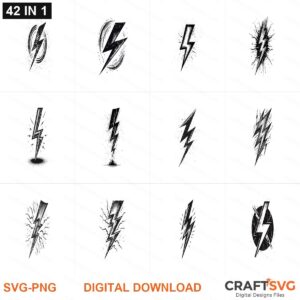 lightning bolt SVG | lightning bolt PNG | lightning bolt SVG Bundle | Digital Download Designs for Cricut and Silhouette | Commercial Use