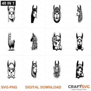 llama SVG | llama PNG | llama SVG Bundle | Digital Download Designs for Cricut and Silhouette | Commercial Use