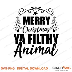 Merry Christmas Ya Flithy Animal SVG PNG saying design for shirts, Cricut and Silhouette