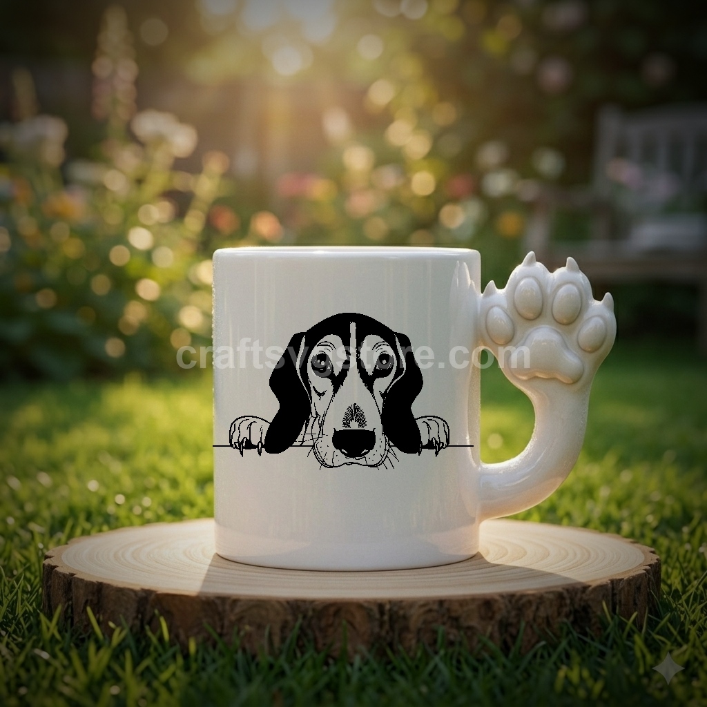 American Foxhound SVG on a paw-handle coffee mug - American Foxhound dog lover gift mockup