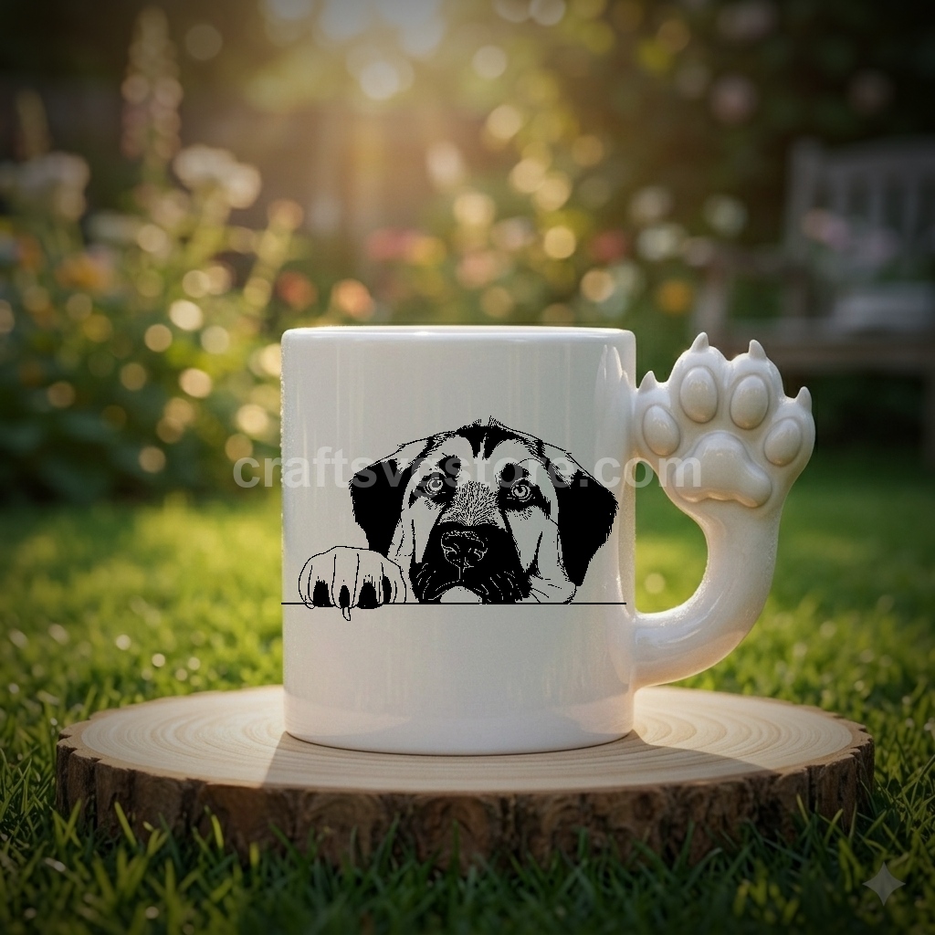 Anatolian Shepherd SVG on a paw-handle coffee mug - Anatolian Shepherd dog lover gift mockup