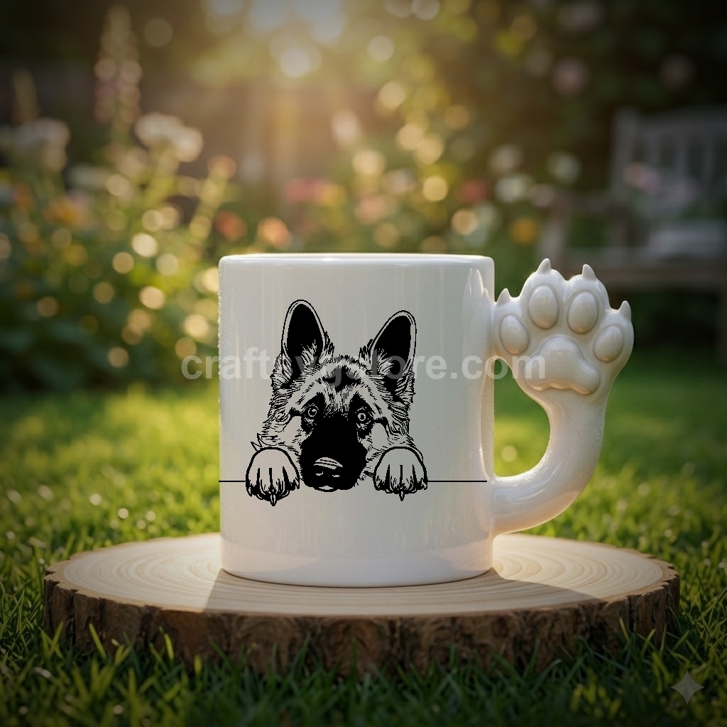Belgian Tervuren SVG on a paw-handle coffee mug - Belgian Tervuren dog lover gift mockup