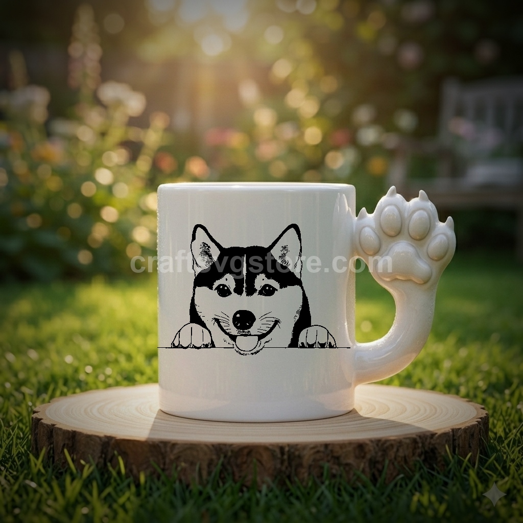 Shiba Inu SVG on a paw-handle coffee mug - Shiba Inu dog lover gift mockup