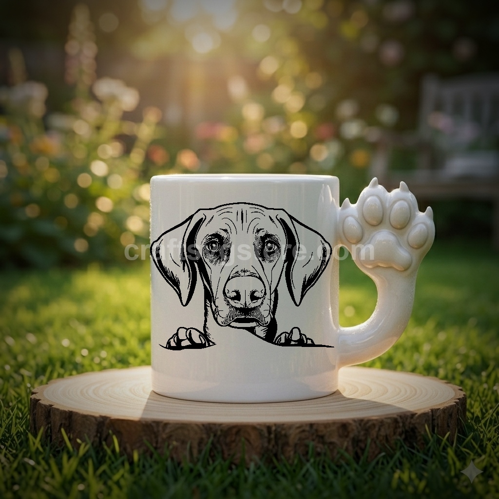 Vizsla SVG on a paw-handle coffee mug - Vizsla dog lover gift mockup