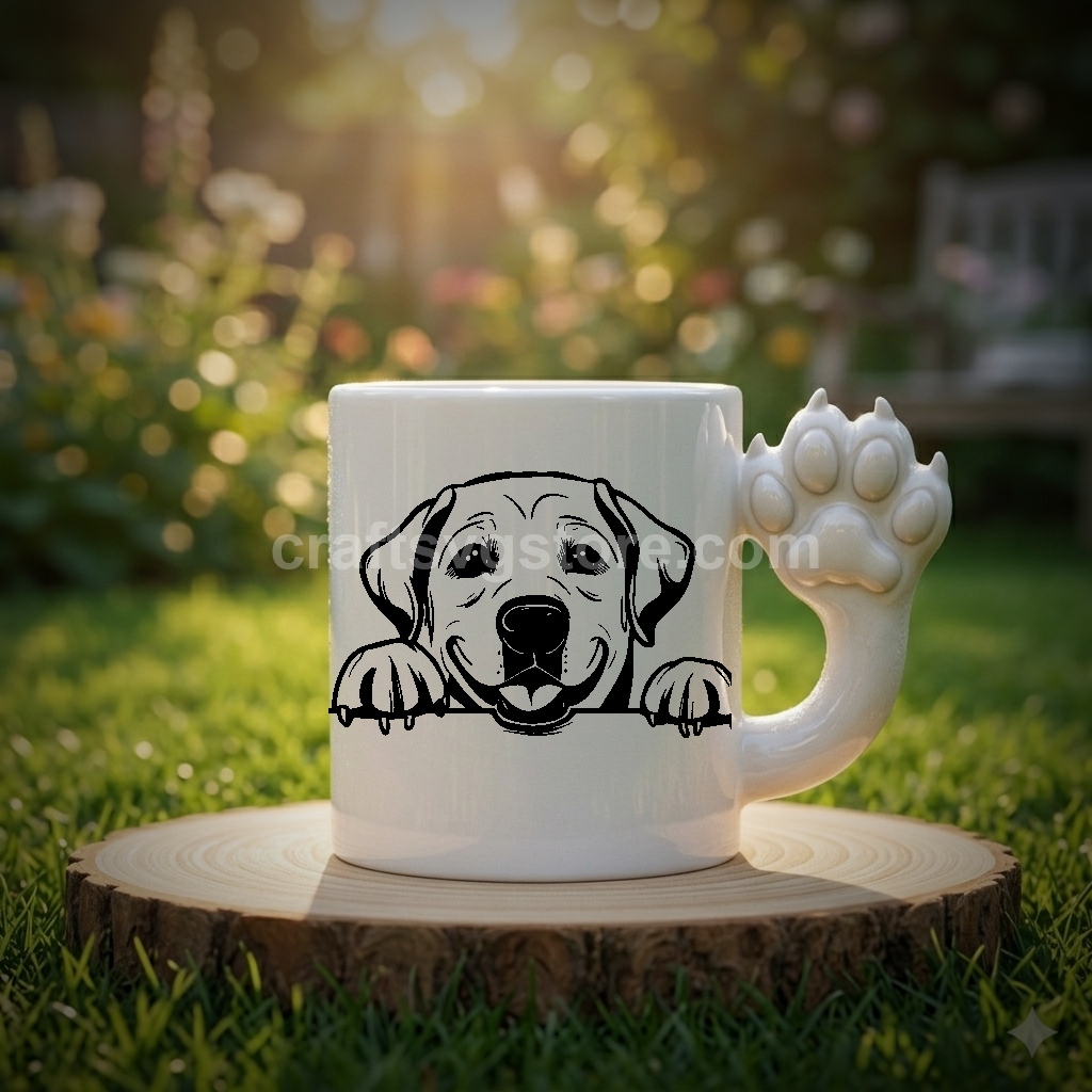 Labrador Retriever SVG on a paw-handle coffee mug - Labrador Retriever dog lover gift mockup