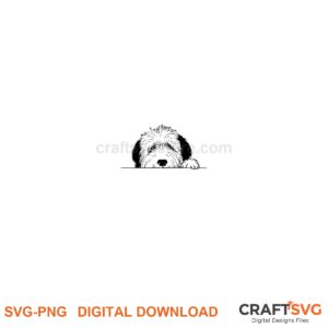 Old English Sheepdog SVG PNG - Old English Sheepdog peeking dog design for Cricut and Silhouette, instant digital download