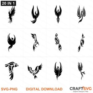 phoenix bird SVG | phoenix bird PNG | phoenix bird SVG Bundle | Digital Download Designs for Cricut and Silhouette | Commercial Use