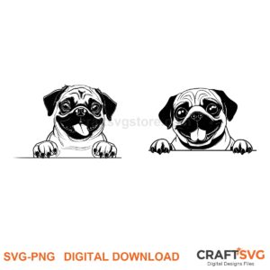 Puggle SVG PNG - Puggle peeking dog design for Cricut and Silhouette, instant digital download
