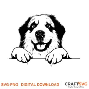 Pyrenean Mountain Dog SVG PNG - Pyrenean Mountain Dog peeking dog design for Cricut and Silhouette, instant digital download