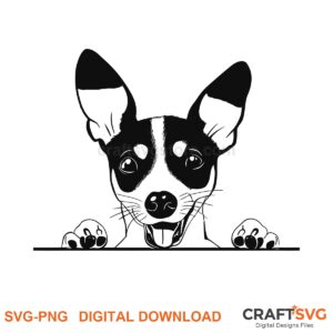 Rat Terrier SVG PNG - Rat Terrier peeking dog design for Cricut and Silhouette, instant digital download