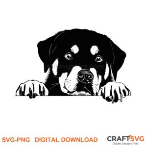 Rottweiler SVG PNG - Rottweiler peeking dog design for Cricut and Silhouette, instant digital download
