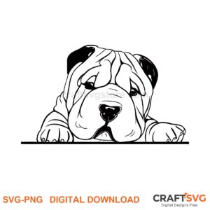 Shar Pei SVG PNG - Shar Pei peeking dog design for Cricut and Silhouette, instant digital download