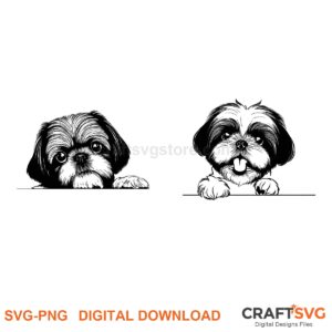 Shih Tzu SVG PNG - Shih Tzu peeking dog design for Cricut and Silhouette, instant digital download