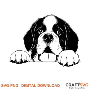 Saint Bernard SVG PNG - Saint Bernard peeking dog design for Cricut and Silhouette, instant digital download