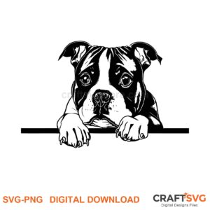 Staffordshire Bull Terrier SVG PNG - Staffordshire Bull Terrier peeking dog design for Cricut and Silhouette, instant digital download