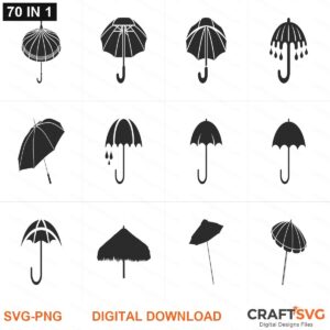 umbrella SVG | umbrella PNG | umbrella SVG Bundle | Digital Download Designs for Cricut and Silhouette | Commercial Use