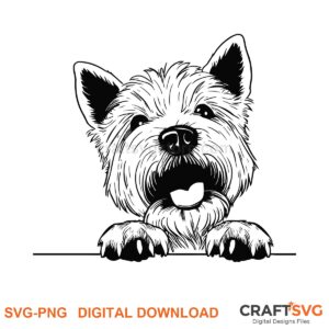 West Highland SVG PNG - West Highland peeking dog design for Cricut and Silhouette, instant digital download