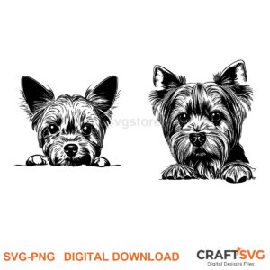 Yorkshire Terrier SVG PNG - Yorkshire Terrier peeking dog design for Cricut and Silhouette, instant digital download